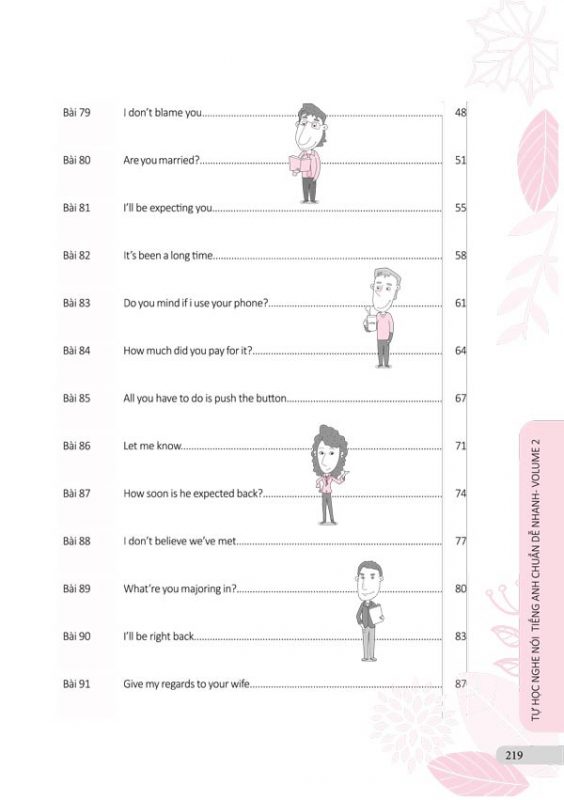 Mục lục cuốn sách Your Very First English - Tự nói tiếng Anh chuẩn - dễ - nhanh Volume 2 (tiếp)
