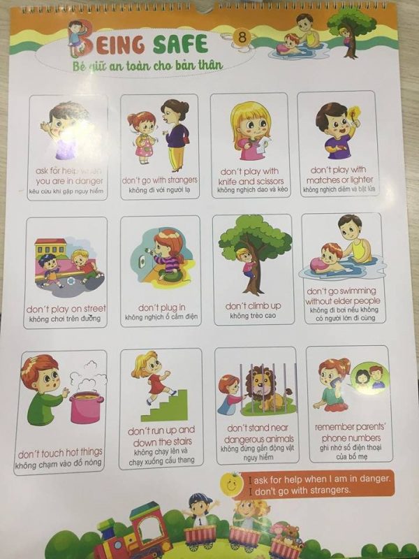 Phần song ngữ Anh - Việt trong bộ Tranh treo tường bách khoa toàn thư