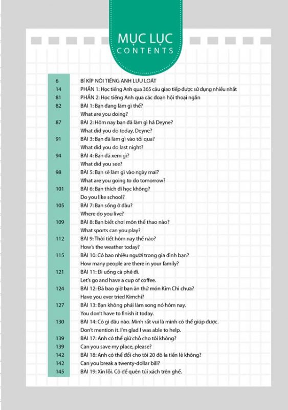 Mục lục sách Real English For You 