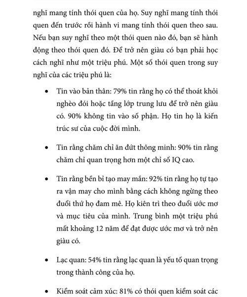 Một số thói quen trong suy nghĩ của các triệu phú tự thân