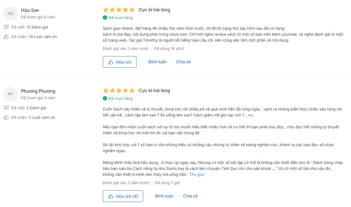 Review về cuốn sách Cơ thể 4 giờ trên Tiki