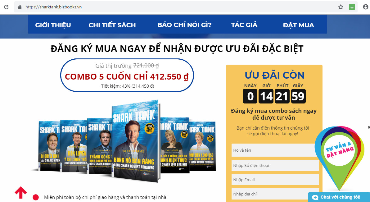 chuong trinh khuyen mai sach shark tank