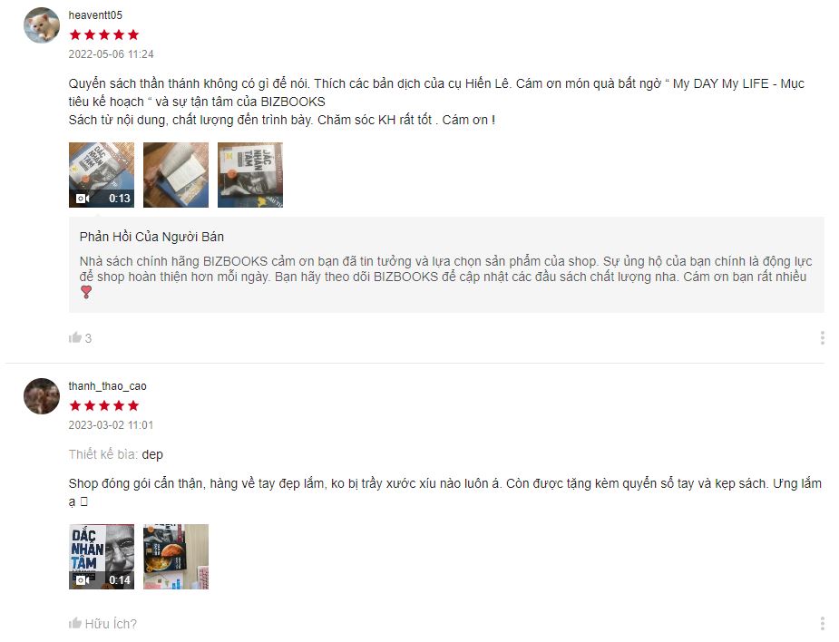 Review của độc giả về cuốn sách Đắc Nhân Tâm trên Shopee