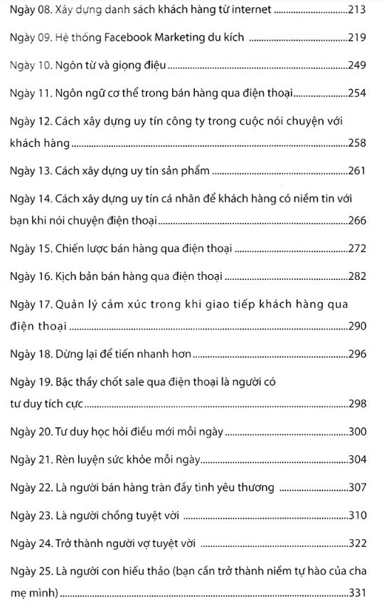 Mục lục sách Hành trình 30 ngày trở thành bậc thầy bán hàng qua điện thoại (2)
