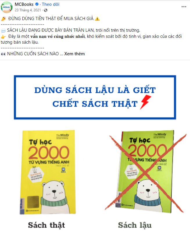 Khách hàng đặt mua sách thật với giá tiền thật nhưng nhận lại là sách giả