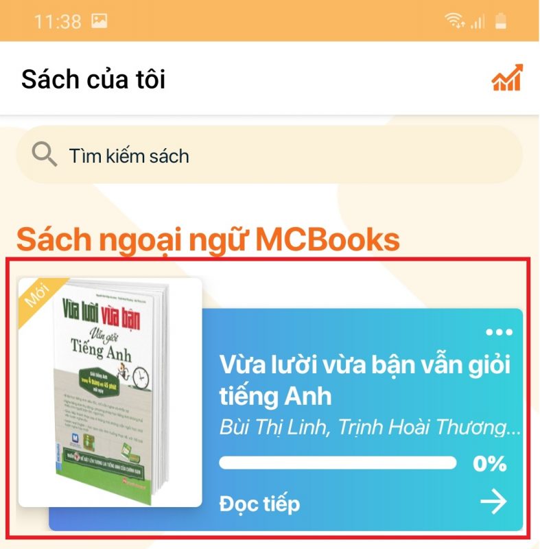 Trong app Mcbooks sẽ hiện lên cuốn sách Vừa lười vừa bận vẫn giỏi tiếng Anh