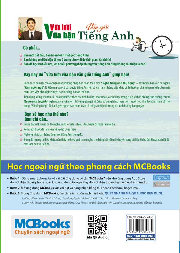 Quét mã QR phía sau cuốn sách Vừa lười vừa bận vẫn giỏi tiếng Anh