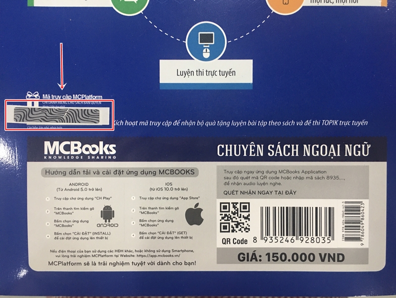 Mã kích hoạt để nhận quà tặng luyện tập theo sách giáo trình tiếng Hàn tổng hợp và ôn thi Topik