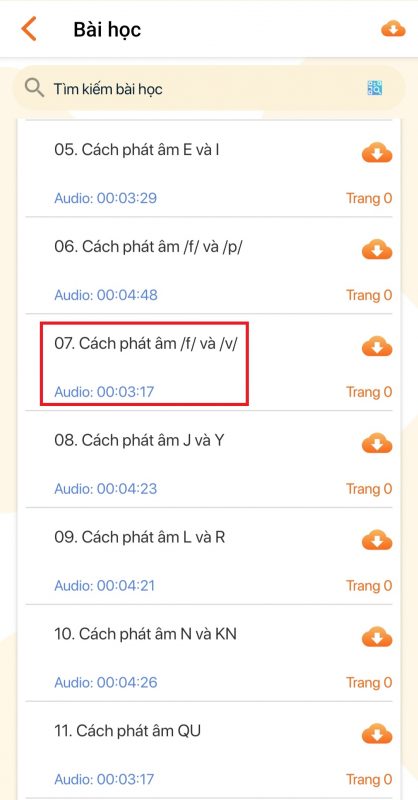 Chọn phần "07. Cách phát âm /f/ và /v/"