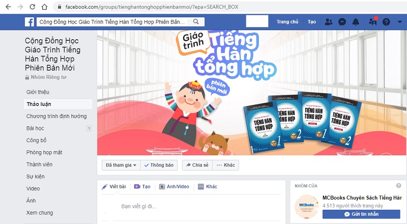 Group cộng đồng học giáo trình tiếng Hàn tổng hợp phiên bản mới