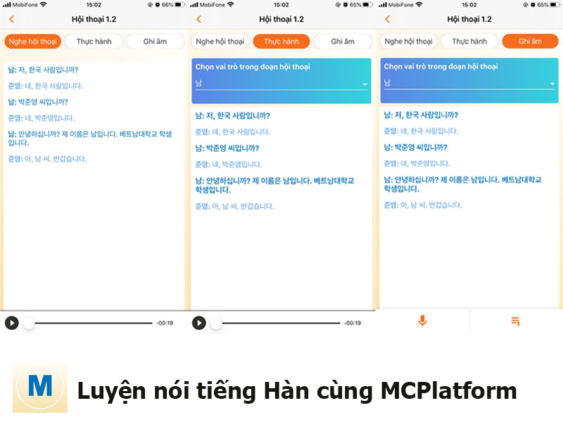 Luyện nói tiếng Hàn cùng app MCPlatform