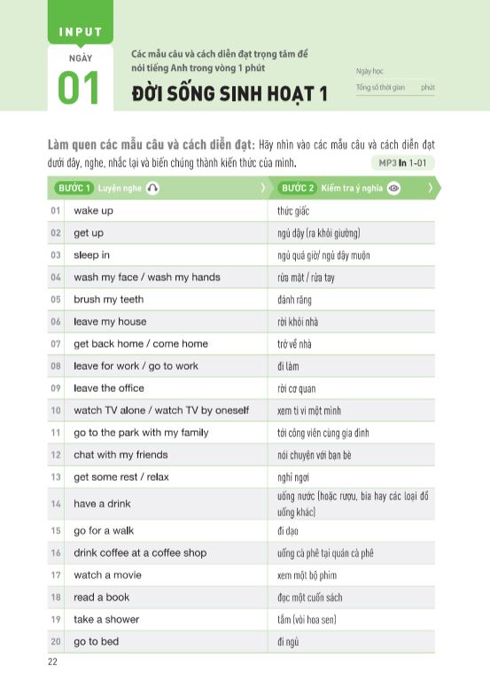 Nội dung trong cuốn Speaking Matrix - 1 phút nói tiếng Anh như gió