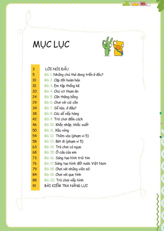 Mục lục sách Pomath 3 - Toán tư duy cho trẻ em 4 - 6 tuổi