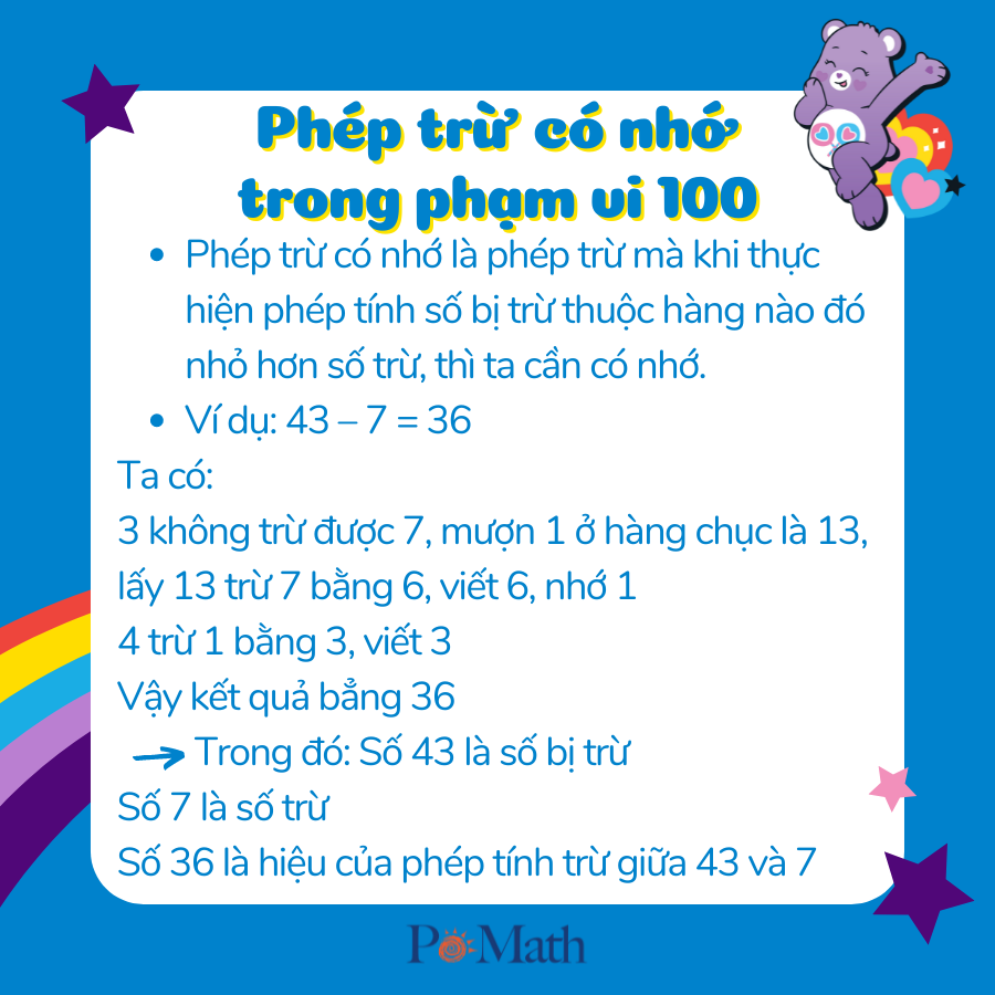 phep tru co nho trong pham vi 100