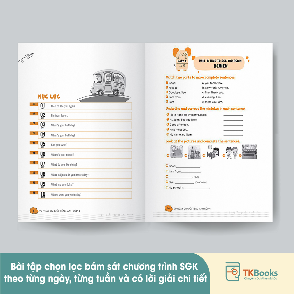 Nội dung sách bám sát chương trình SGK Tiếng Anh 4 của Bộ GD