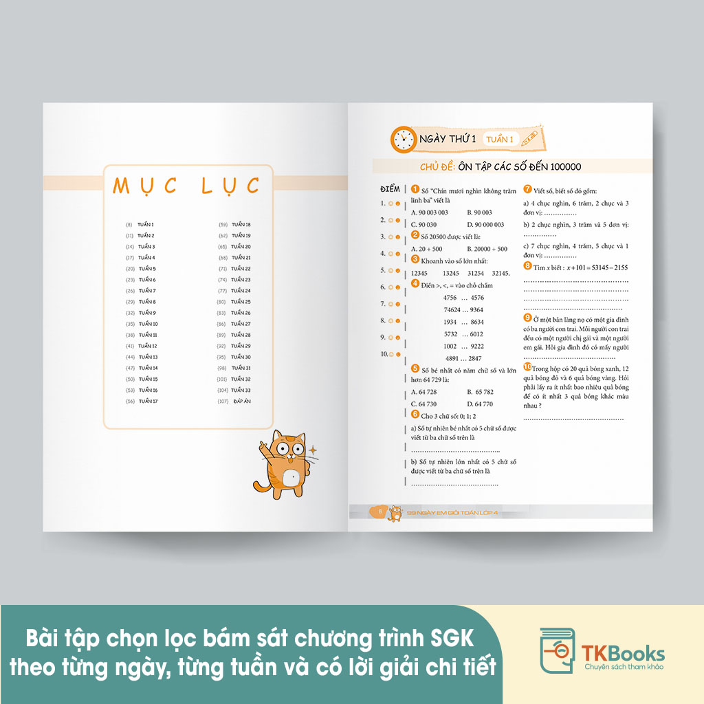 Nội dung sách bám sát chương trình SGK Toán 4 