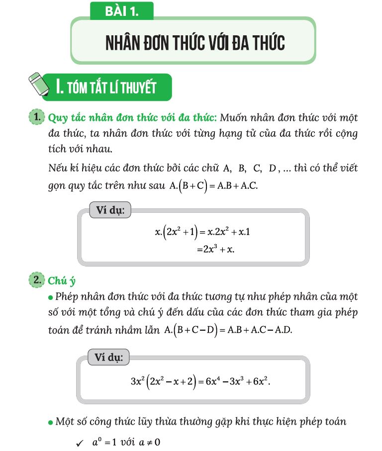 Nội dung trong sách Làm chủ kiến thức Toán lớp 8 - Phần Đại số