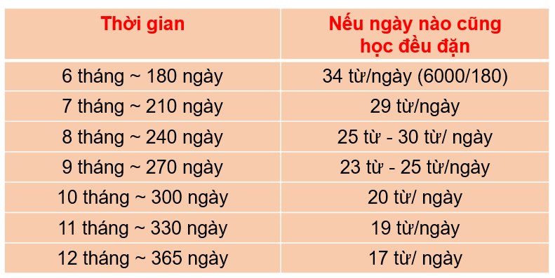 Thời gian học từ vựng để đạt trình độ IELTS 6.5