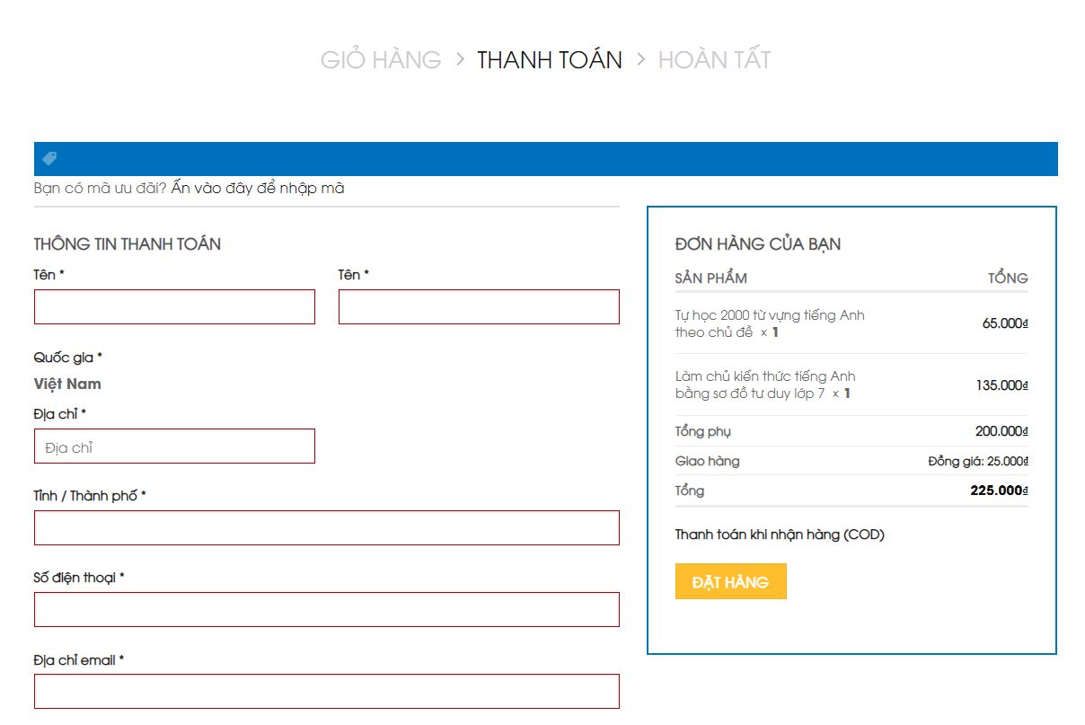 Điền thông tin cá nhân và kiểm tra lại một lần nữa để hoàn tất đơn đặt hàng của bạn