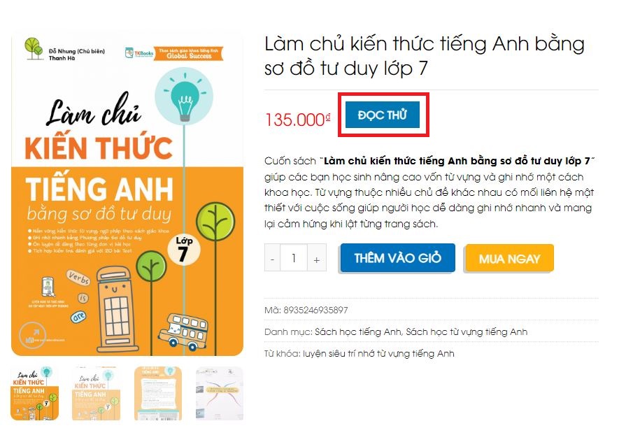 Chọn cuốn sách bạn yêu thích và nhấn vào phần Đọc thử để xem trước nội dung