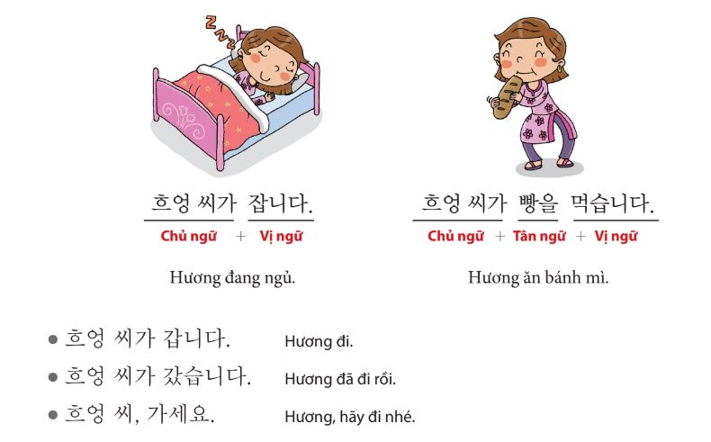 Ví dụ về Cấu trúc câu tiếng Hàn