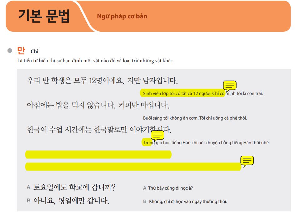 Ngữ pháp tiếng Hàn sơ cấp 2 bài 2 trong giáo trình Tiếng Hàn Tổng Hợp với chủ điểm ngữ pháp là Chỉ, Bởi vì
