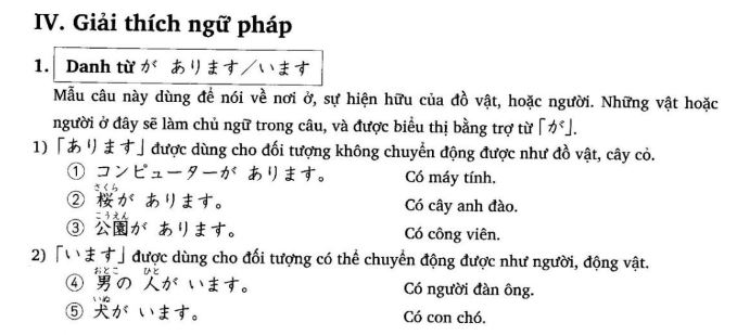 Ngữ pháp tiếng Nhật bài 10 với chủ điểm ngữ pháp là Danh từ chỉ nơi ở, sự hiện hữu của đồ vật hoặc người.