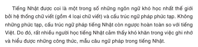 Ngữ pháp tiếng Nhật khó vì có cấu trúc ngược hẳn so với ngữ pháp tiếng Việt