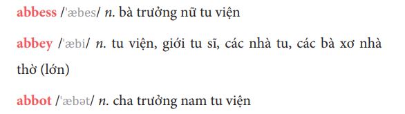 Có rất nhiều danh từ tiếng Anh bắt đầu bằng chữ A được sử dụng trong giao tiếp thông thường hàng ngày