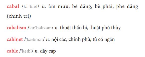Danh từ tiếng Anh bắt đầu bằng chữ C có số lượng từ khá lớn