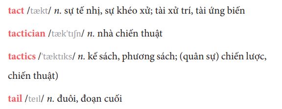 Danh từ tiếng Anh bắt đầu bằng chữ T có khá nhiều và cũng rất phổ biến