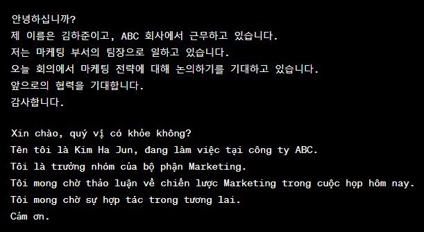 Ví dụ về giới thiệu bản thân bằng tiếng Hàn với bạn bè mới