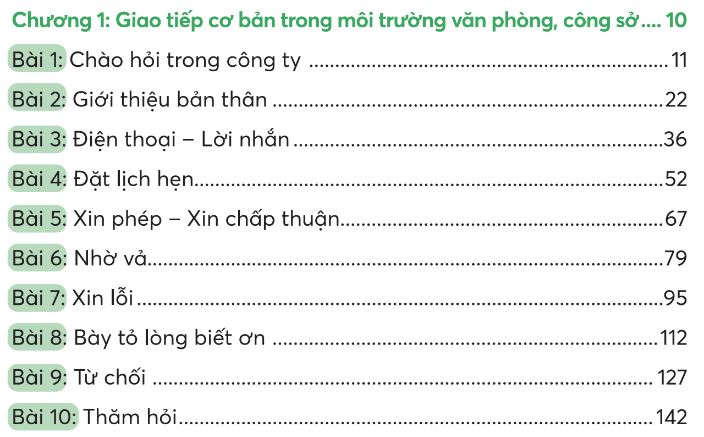 Chương 1 trong cuốn sách Tự học tiếng Nhật cho người đi làm