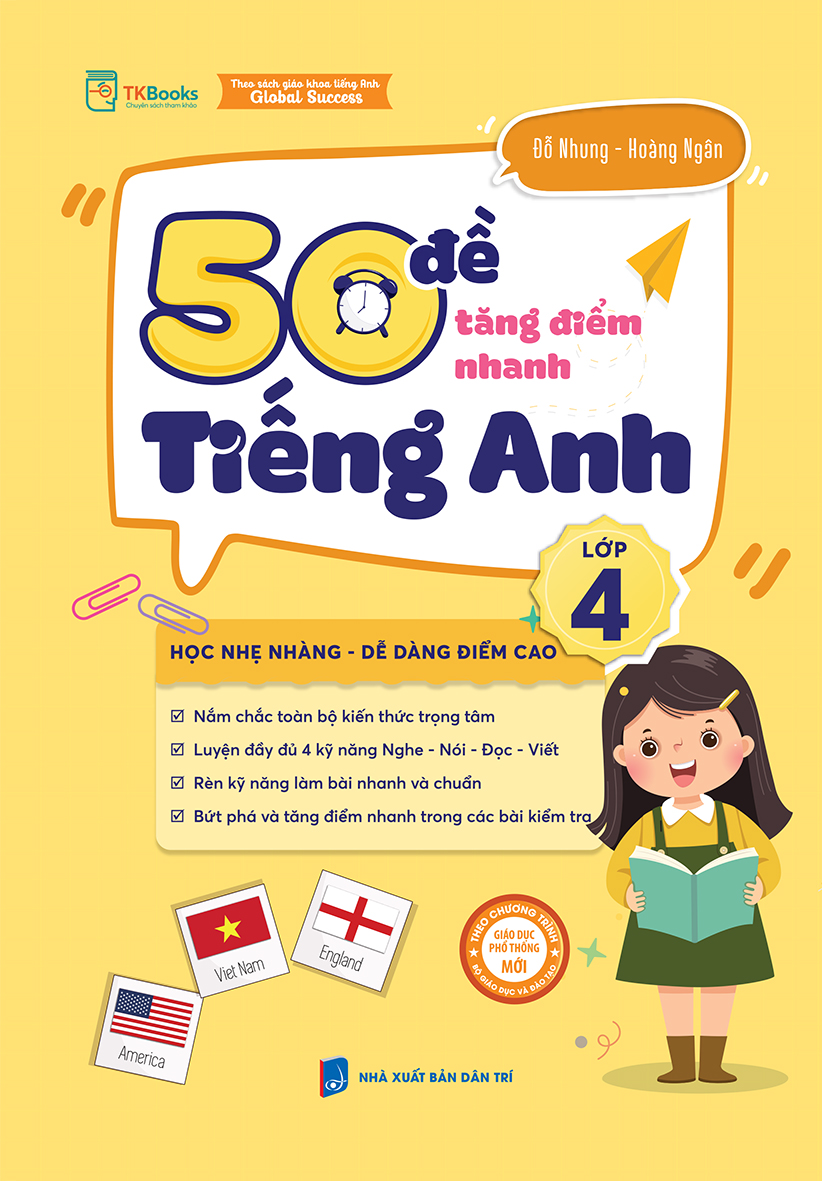 Cuốn sách 50 đề tăng điểm nhanh Tiếng Anh lớp 4