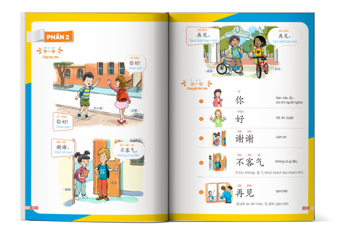 Nội dung bên trong cuốn Giáo trình tiếng Trung trẻ em - Xin chào tiếng Trung - Sách giáo trình 1