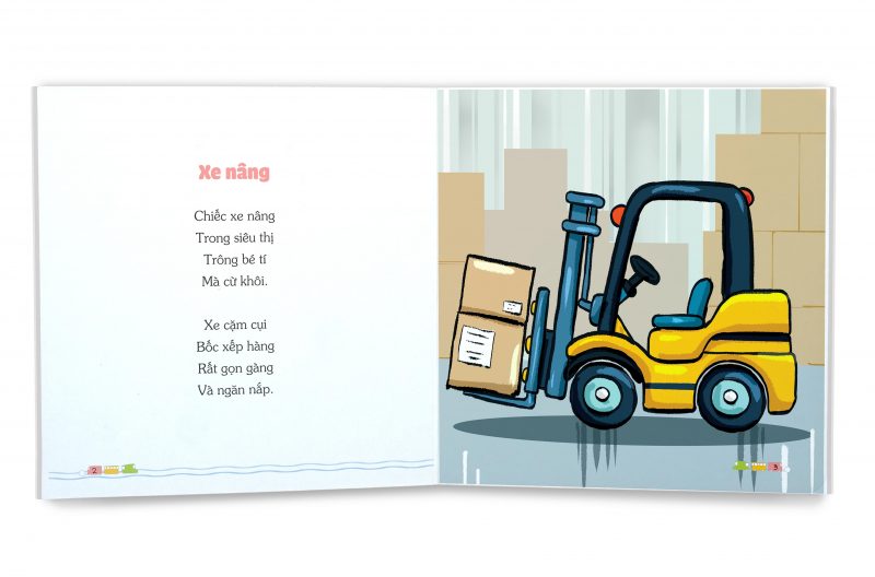 Nội dung sách Bé Học Nói Qua Thơ Những Chiếc Xe Chăm Chỉ