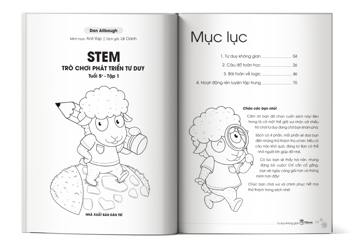 Mục lục của cuốn sách STEM Trò chơi phát triển tư duy tuổi 5+ - Tập 1