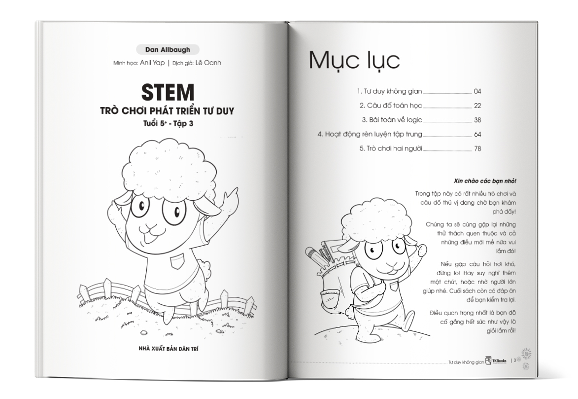 Mục lục của cuốn sách STEM Trò Chơi Phát Triển Tư Duy Tuổi 5+ – Tập 3